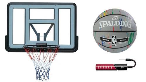 Basketball set Spartan Wall Mounted Backboard + Spalding Ball + pump