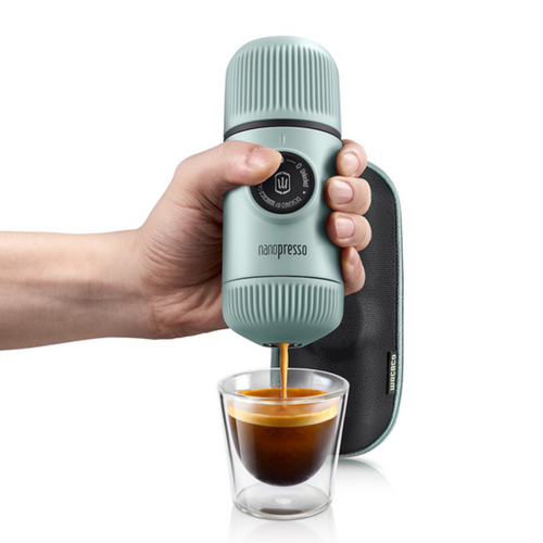 Tourist Travel Coffee Maker Wacaco Nanopresso with Case - Arctic Blue.