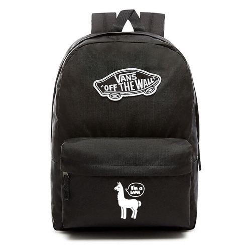 VANS Realm Backpack black VN0A3UI6BLK + Custom White Lama