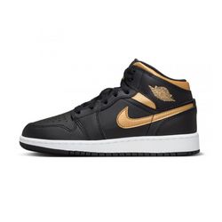 Air Jordan 1 Mid (GS) Basketball shoes Black/Metallic Gold - DQ8423-071