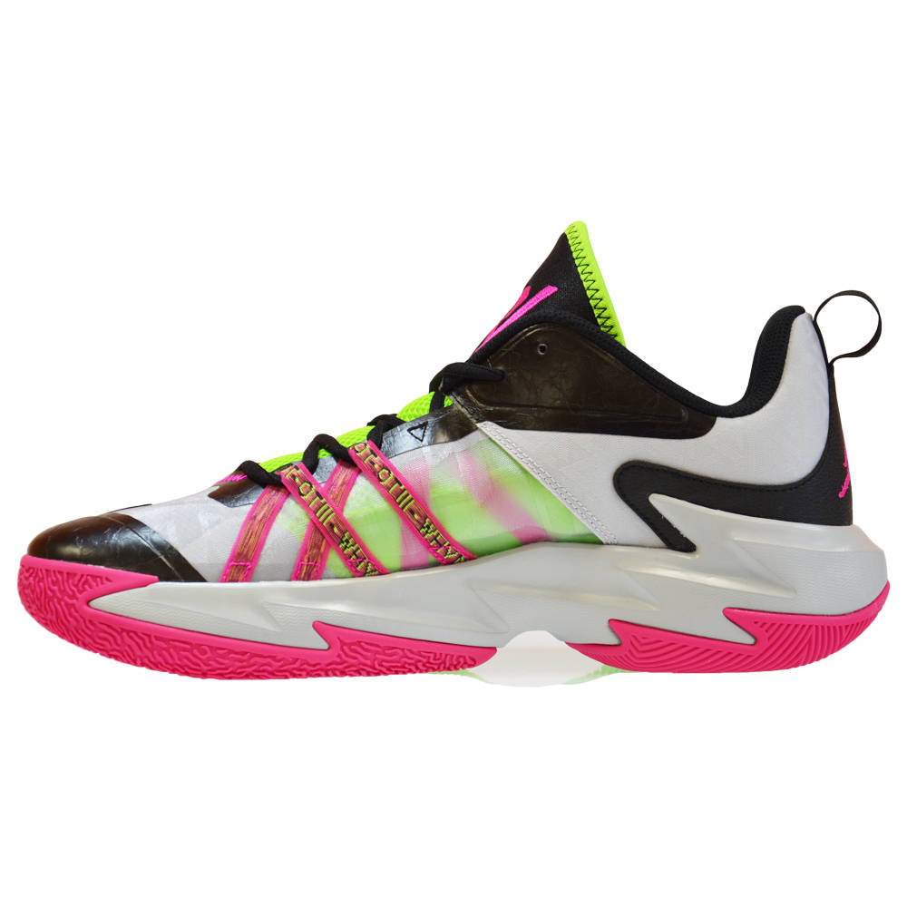 neon green and pink basketball shoes