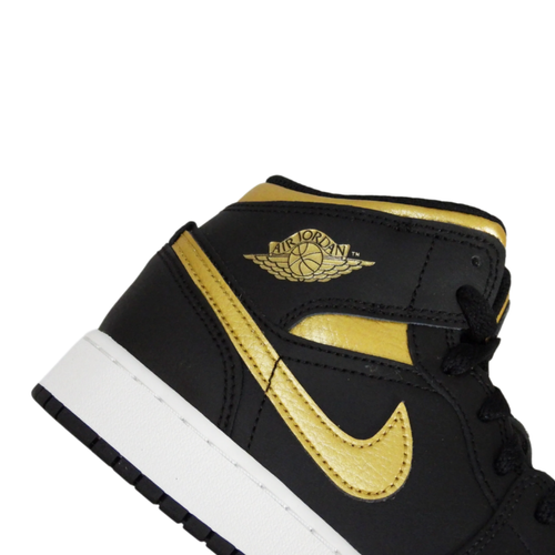 Air Jordan 1 Mid (GS) Basketball shoes Black/Metallic Gold - DQ8423-071