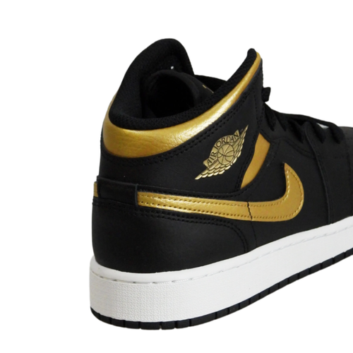 Air Jordan 1 Mid (GS) Basketball shoes Black/Metallic Gold - DQ8423-071