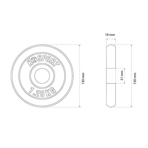 Gym cast iron disc 1.25 kg K-SPORT - O1.25