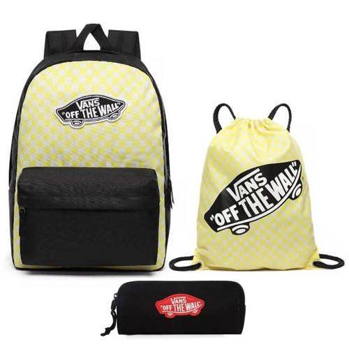 Vans Realm Lemon Tonic Checkerboard Backpack + Bag + Pencil Pouch