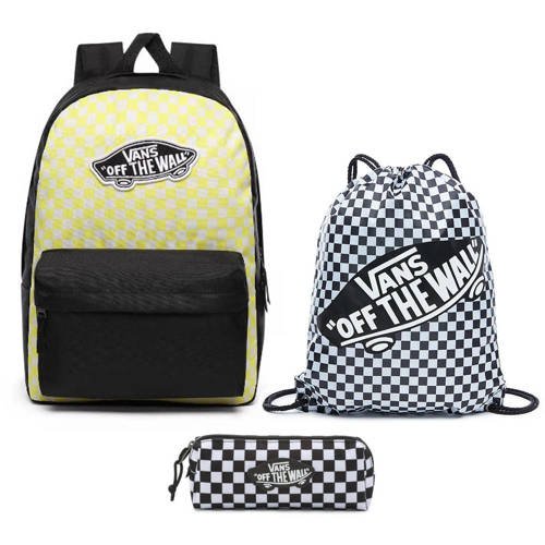 Vans Realm Lemon Tonic Checkerboard Backpack + Pencil Pouch + Bag