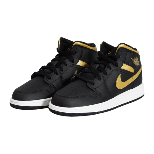 Air Jordan 1 Mid (GS) Basketball shoes Black/Metallic Gold - DQ8423-071