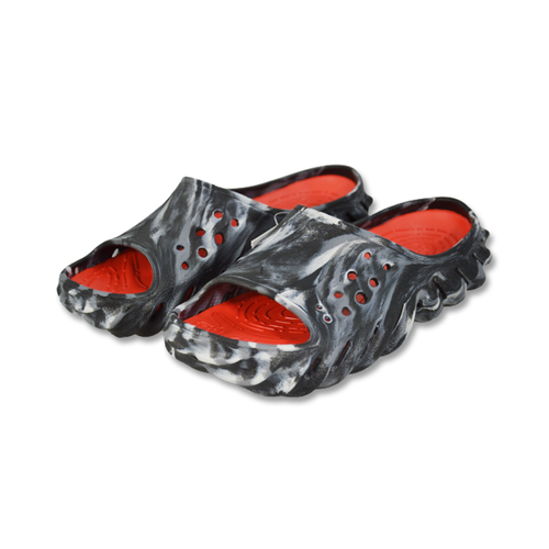 Crocs Echo Marbled Slide in Black/Flame - 208467-0X9