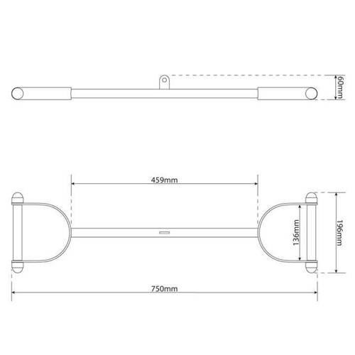 Double bar handle for gym pulley K-SPORT - U006