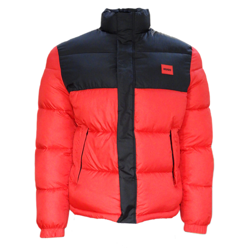 Puffer winter coat water repellent with stand collar red black Hugo Boss - 50496244-693