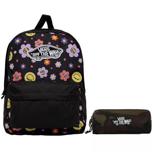 Vans Realm Radically Happy Black/Dubarry backpack - VN0A3UI6BDB + Pencil Pouch