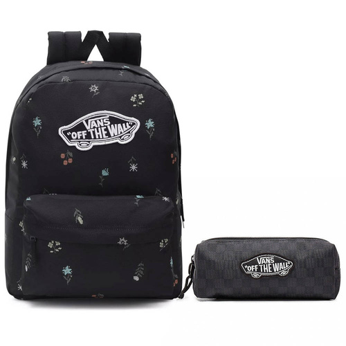 VANS Realm Black Flowers Backpack - VN0A3UI6BR81 + Pencil Pouch