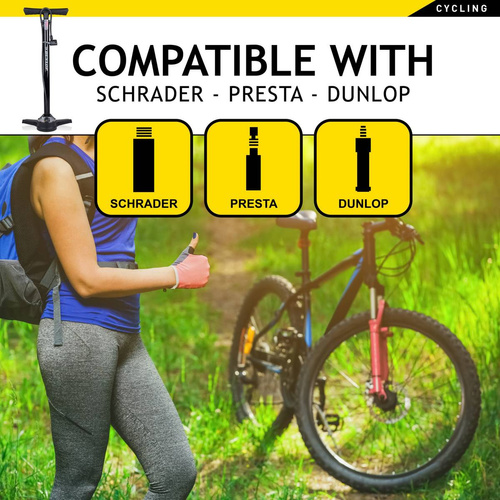 Bike floor pump with analogue pressure gauge Dunlop - 170497