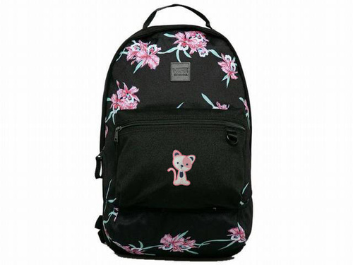 Plecak szkolny młodzieżowy Vans Turbon Backpack w kwiaty custom kot