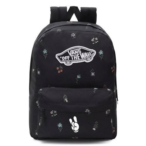 VANS Realm Black Flowers Backpack - VN0A3UI6BR81 Custom emoji  