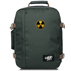 CabinZero Classic 2w1 28L Backpack black + Custom Yellow Radioactivity Sign