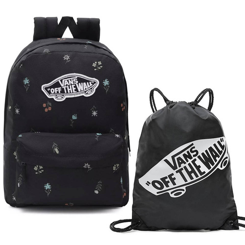 VANS Realm Black Flowers Backpack - VN0A3UI6BR81 + Benched Bag