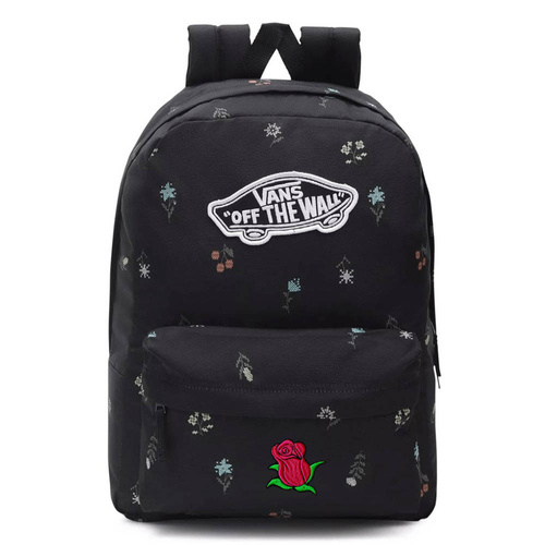 Plecak szkolny VANS Realm Backpack czarny kwiaty Custom rose róża