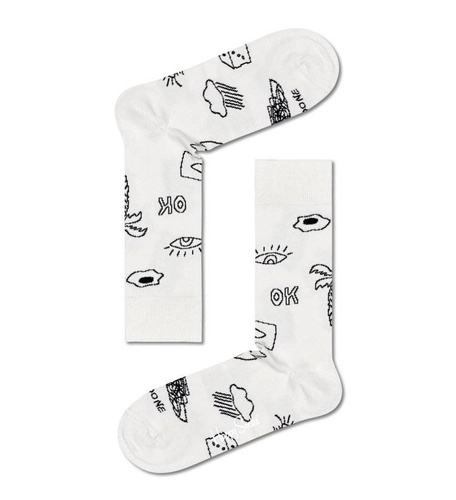 Zestaw skarpetek Gift box Happy Socks 4-pak Black and white - XBWI09-9100