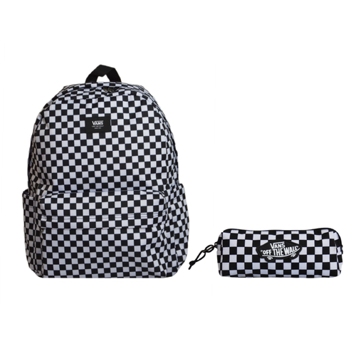 Plecak szkolny sportowy Vans Old Skool Check Backpack Kratka White/Black VN000H4XY281 + Piórnik Vans OTW
