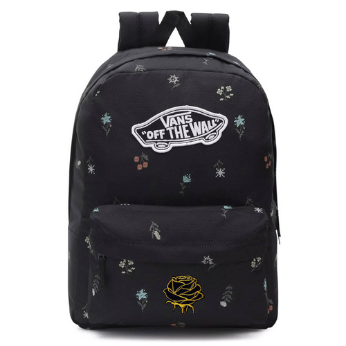 VANS Realm Black Flowers Backpack - VN0A3UI6BR81 Custom rose 