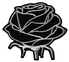 Nášivka na oblečení Silver Black Rose Růže