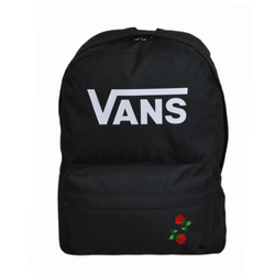 Plecak szkolny miejski Vans Old Skool Print Backpack Black VN000H50BLK1 + Custom Czerwone Róże