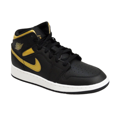 Buty do koszykówki Air Jordan 1 Mid Junior (GS) Black/Metallic Gold - DQ8423-071