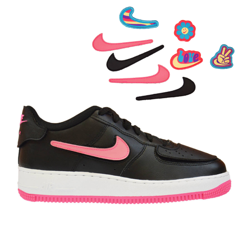 Buty młodzieżowe Nike Air Force 1/1 Hyper Pink GS z wymiennymi Swooshami  - DB4545-005