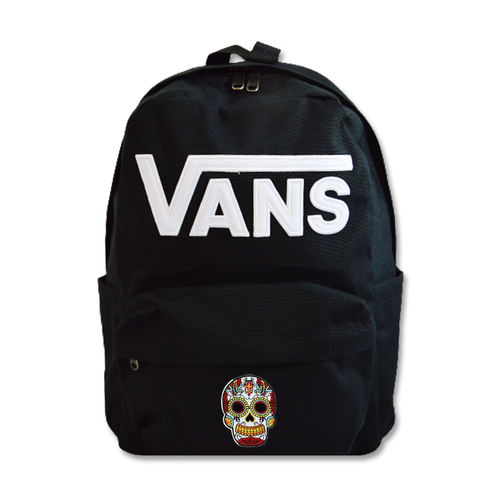 Plecak szkolny Vans New Skool 18 l czarny VN000628BLK1 + Custom Czaszka Meksykańska White Birds