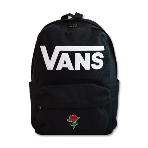 Plecak szkolny Vans New Skool 18 l czarny VN000628BLK1 + Custom Róża Mała