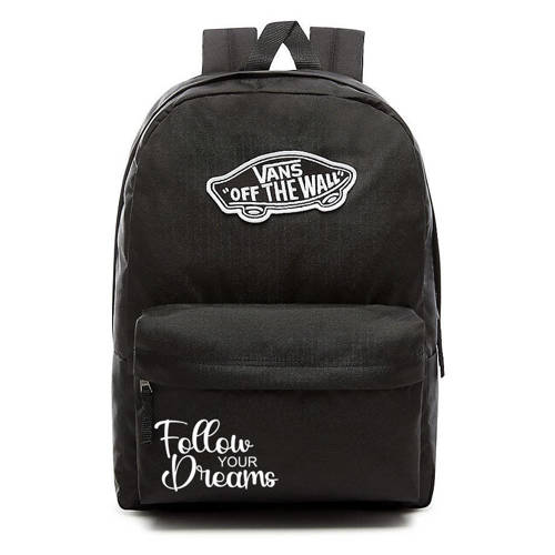 VANS Realm Backpack czarny VN0A3UI6BLK + Custom Follow your dreams